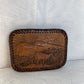 Carved Leather Belt Buckle with Deer