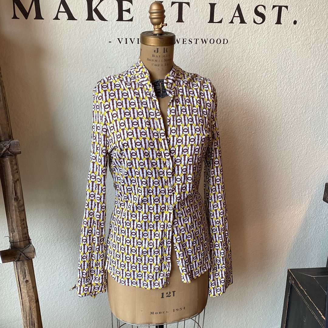 Herion Brown & Yellow Button Up Shirt