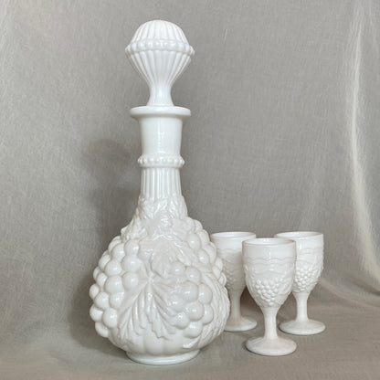 Milk Glass Goblets and Decanter