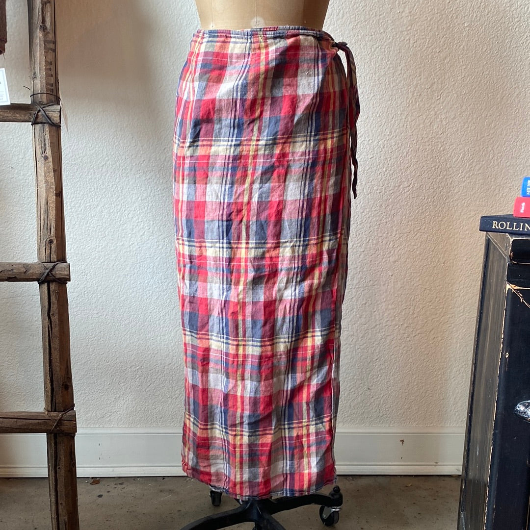 Ralph Lauren Red Plaid Wrap Skirt