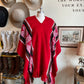 Red Woven Poncho Shawl