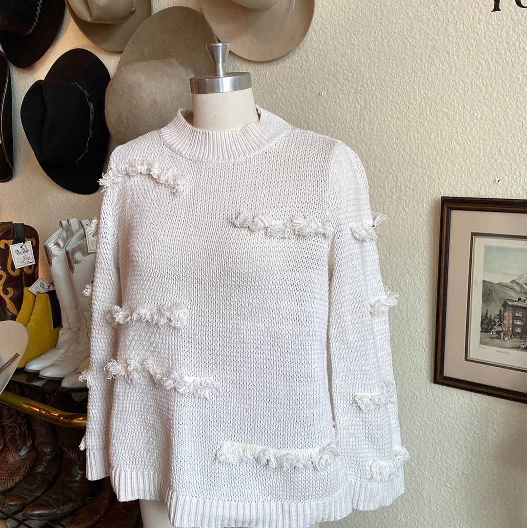 Cream Fringe Sweater