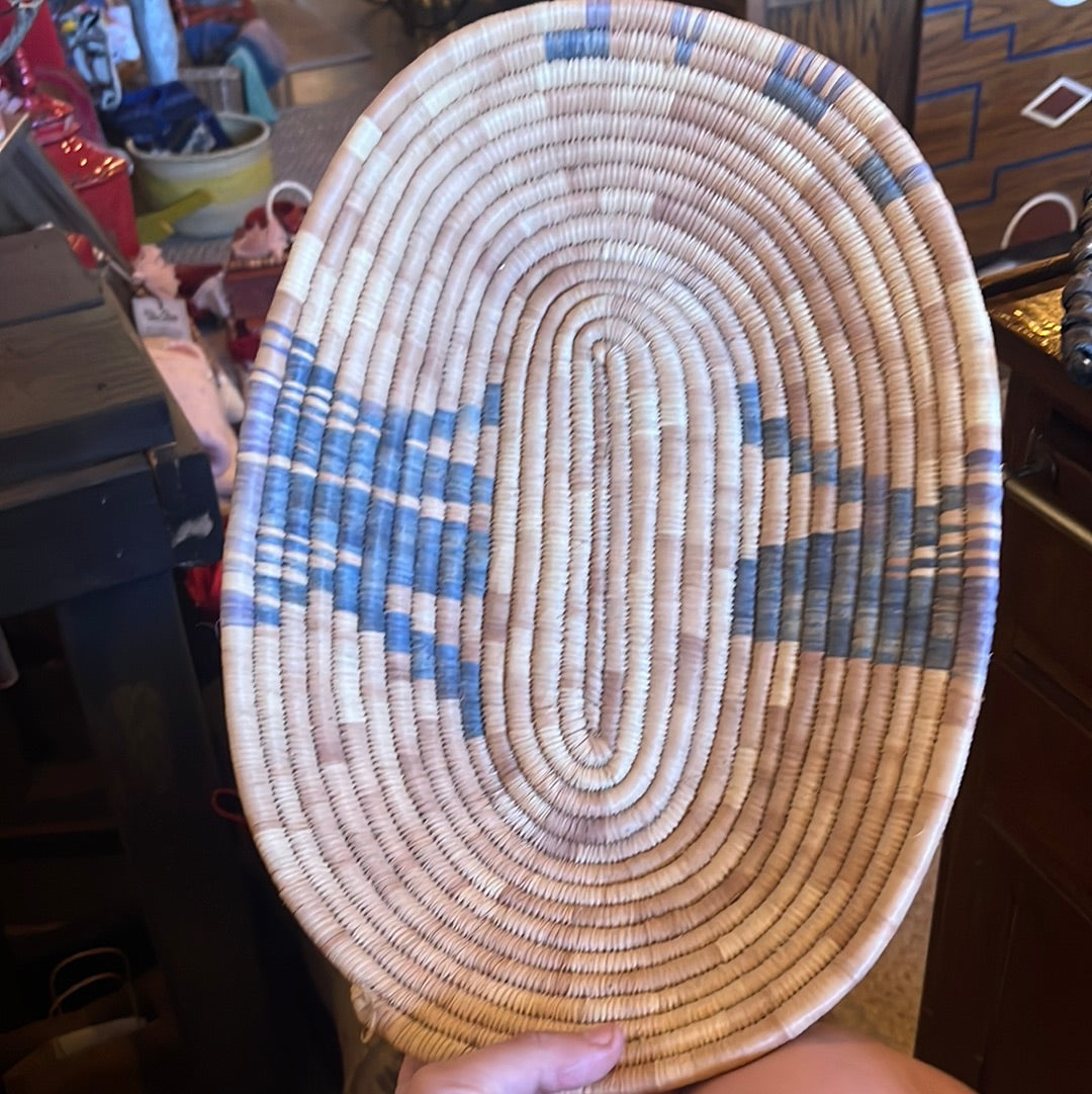 Blue and Brown Tan Woven Basket