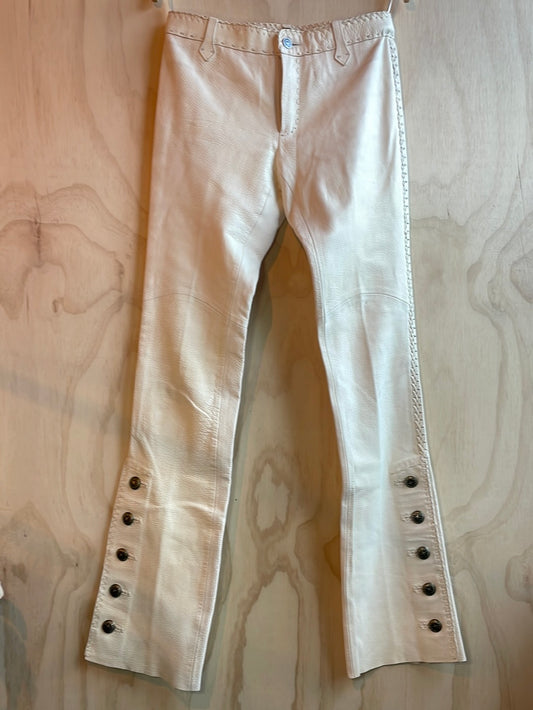 Ralph Lauren Leather Pants - Cream
