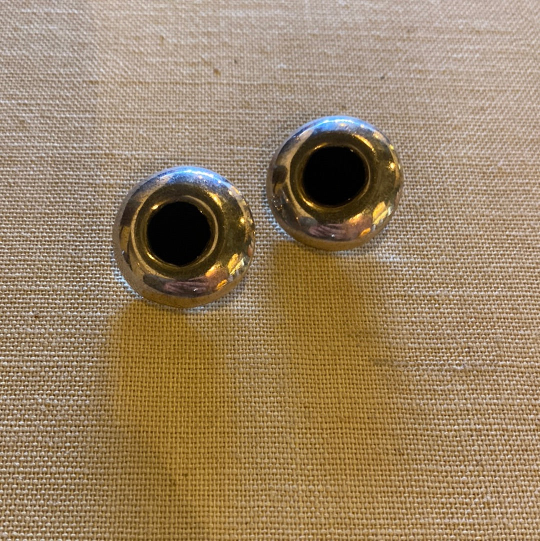 Black and Silver Circle Clip On Earrings