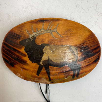 Hand Painted Wooden Elk Belt Buckle