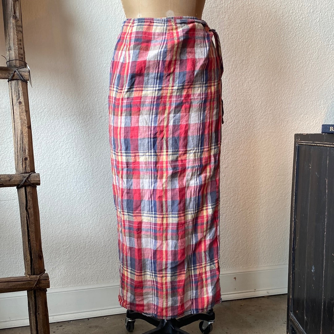 Ralph Lauren Red Plaid Wrap Skirt