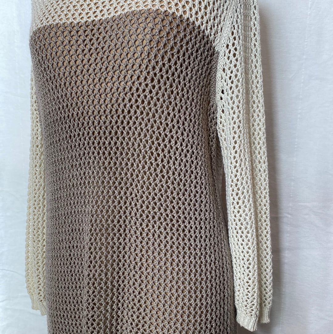 Tan and Cream Loose Knit Sweater