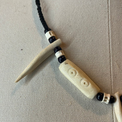 Bone and Wood Beaded Necklace