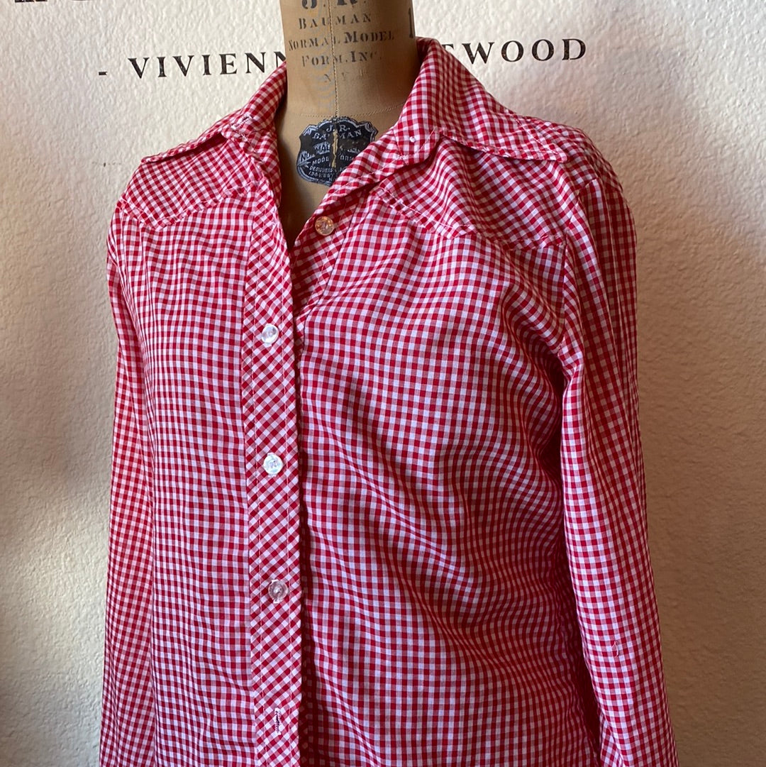 Vintage Red and White Gingham Button Shirt