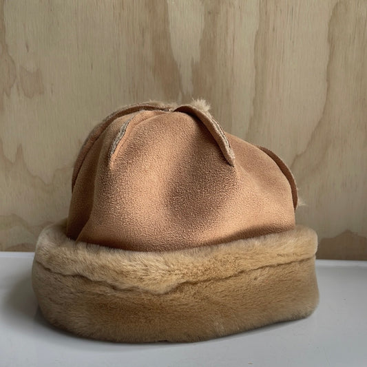 Tan Faux Fur and Suede Hat