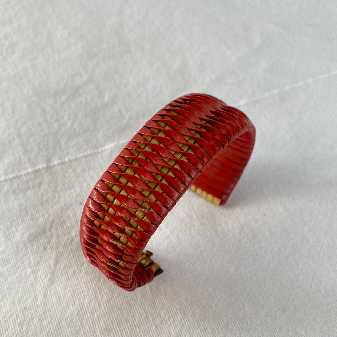 Red Woven Cuff Bracelet