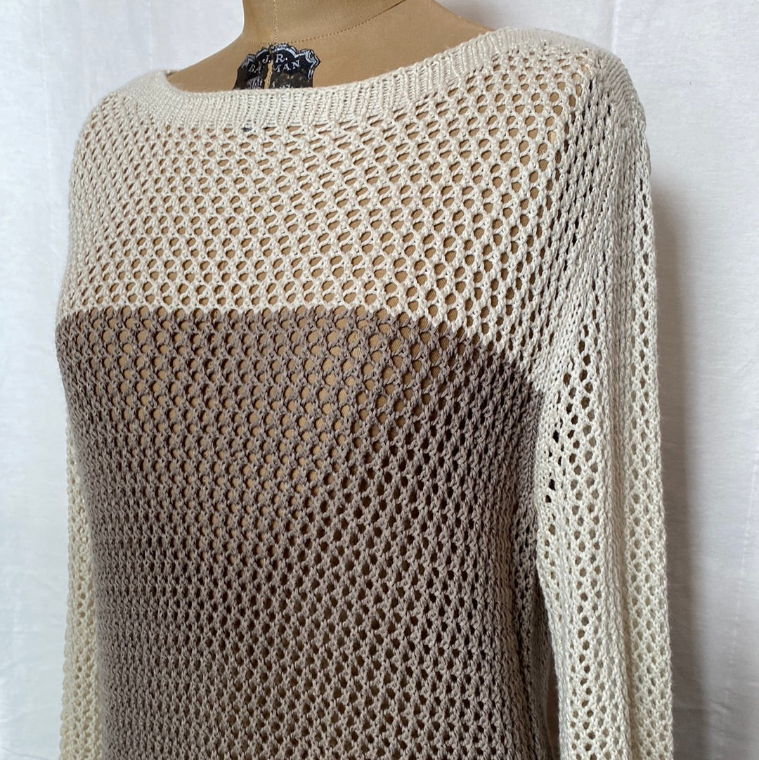Tan and Cream Loose Knit Sweater