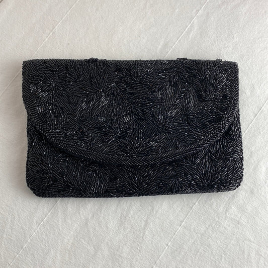 Vintage Black Beaded Clutch