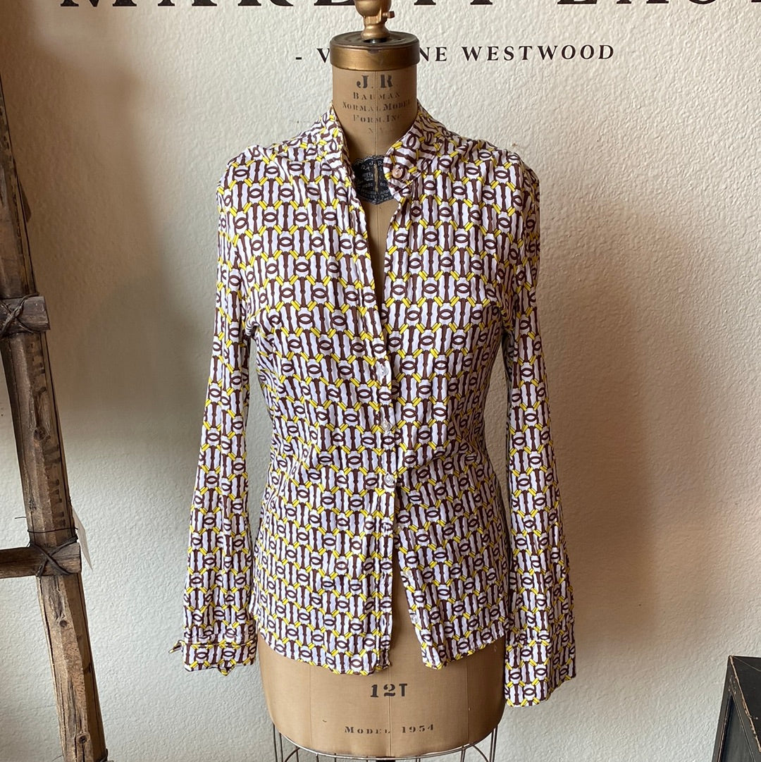 Herion Brown & Yellow Button Up Shirt