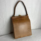 Brown Leather Clasp Bag with Strap